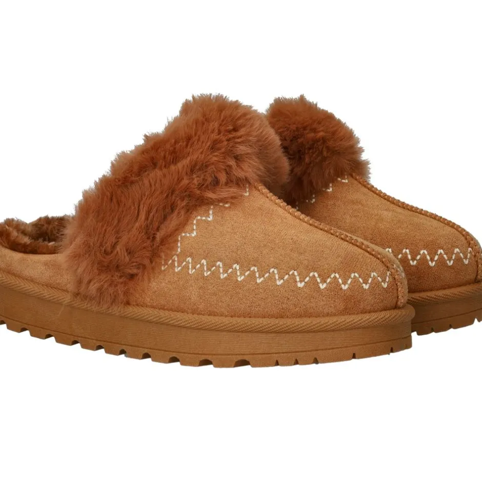 Belizia Pantoffels Bruin Dames|DAMES Pantoffels