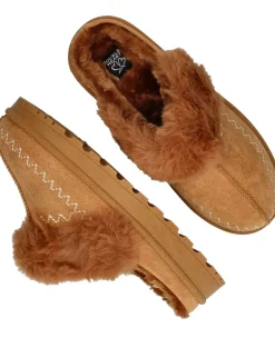 Belizia Pantoffels Bruin Dames|DAMES Pantoffels