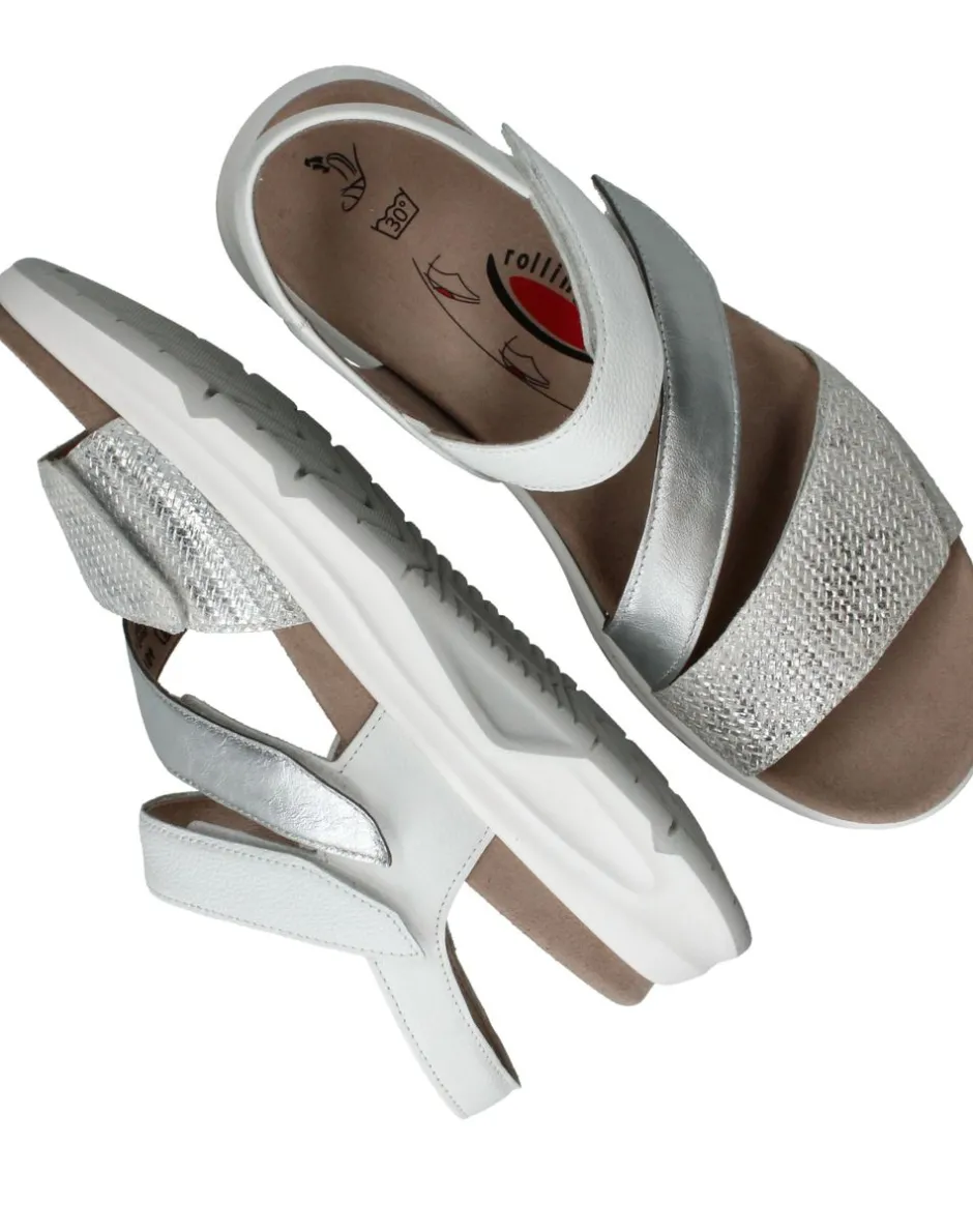 Gabor Rollingsoft Sandalen Wit Dames|DAMES Sandalen|Comfort