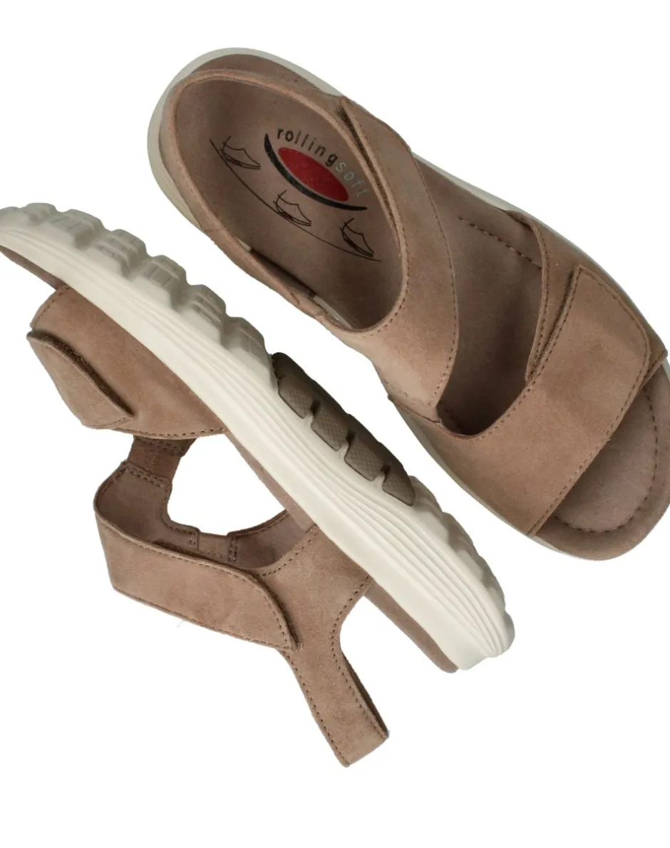 Gabor Rollingsoft Sandalen Taupe Dames|DAMES Sandalen|Comfort