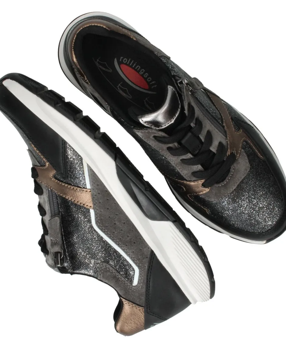 Gabor Rollingsoft Sneakers Zwart Dames|DAMES Comfort|Sneakers
