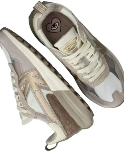 Kaotiko Detroit Gold Sneakers Taupe Dames|DAMES Sneakers