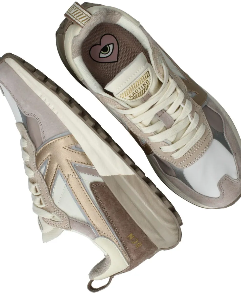 Kaotiko Detroit Gold Sneakers Taupe Dames|DAMES Sneakers