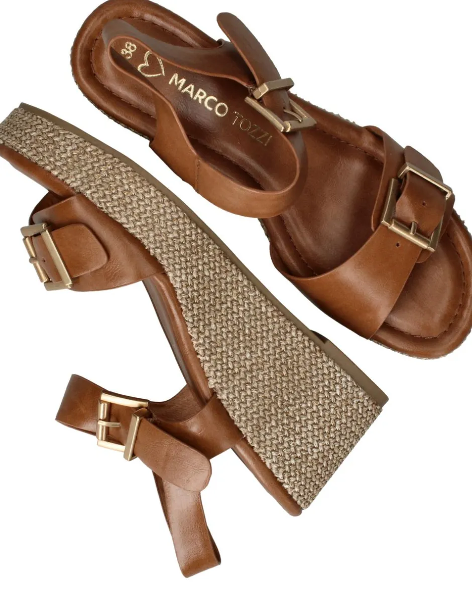 Marco Tozzi Sleehakken Cognac Dames|DAMES Hakken|Sandalen