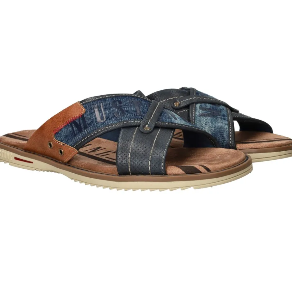Mustang Slippers Blauw Heren|Heren Slippers