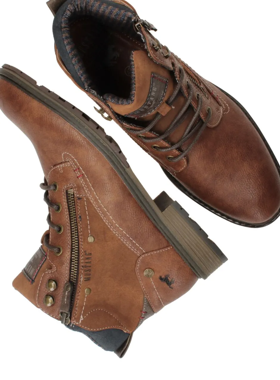 Mustang Veterboots Bruin Heren|Heren Boots|Veterschoenen