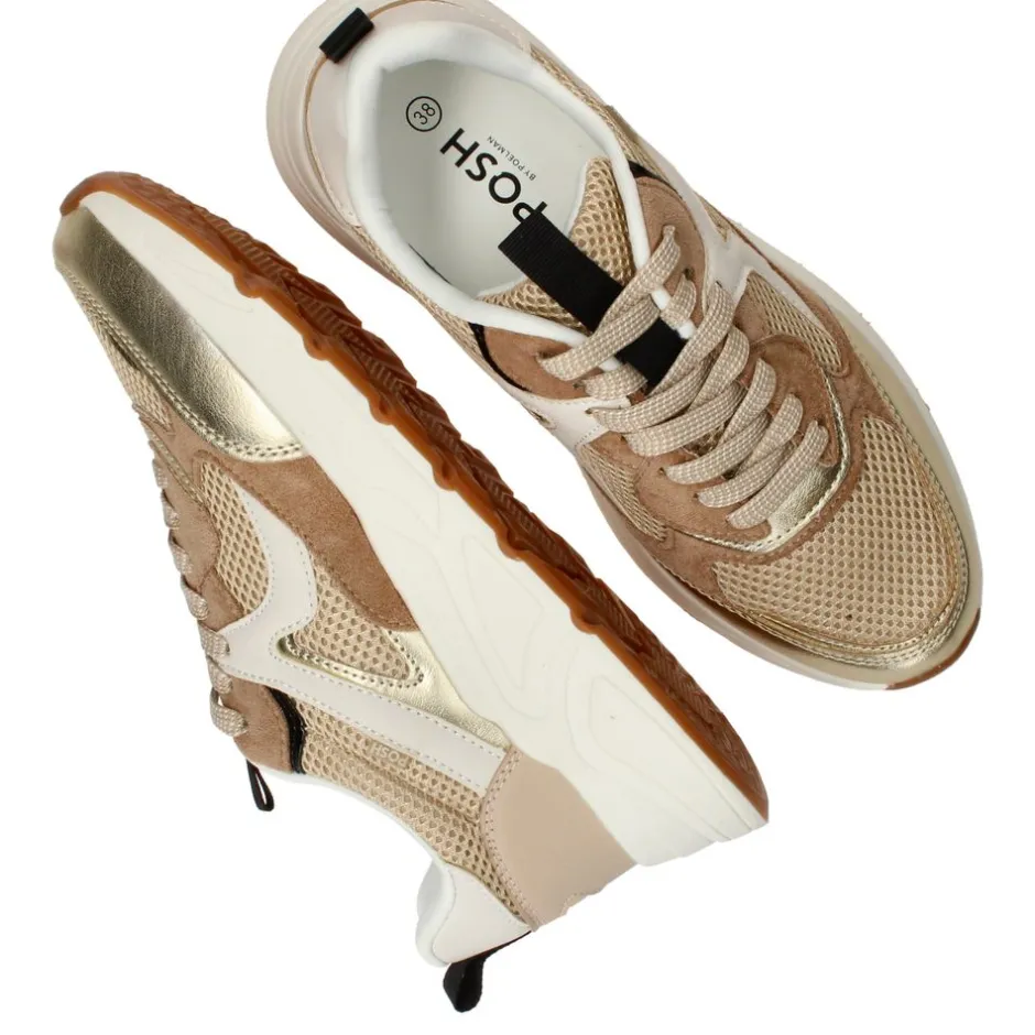 POSH by Poelman Sneakers Beige Dames|DAMES Sneakers