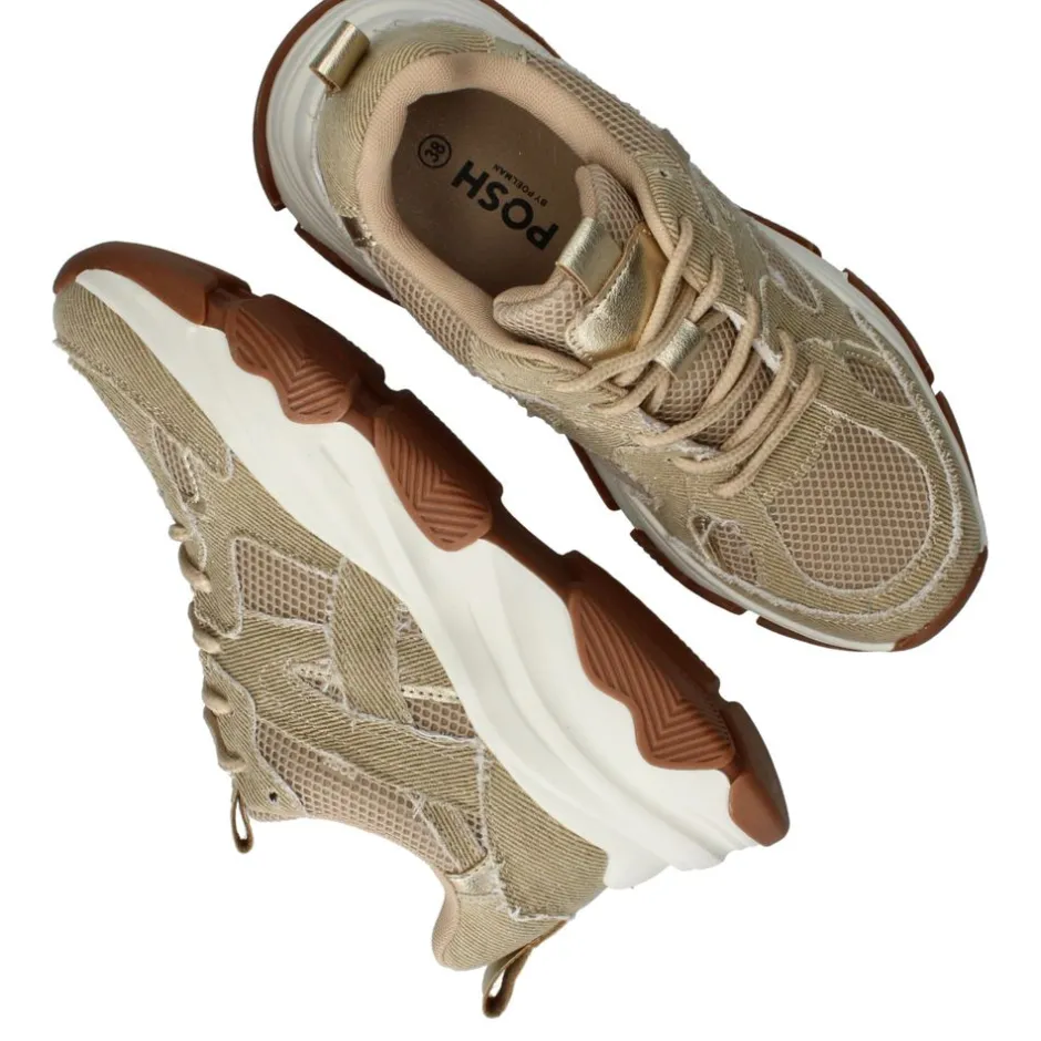 POSH by Poelman Sneakers Beige Dames|DAMES Sneakers