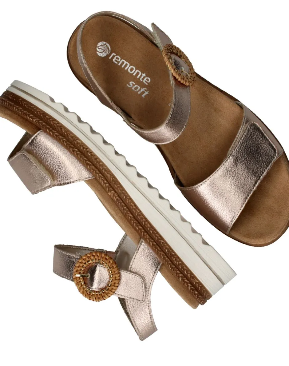 Remonte Sandalen Goud Dames|DAMES Sandalen|Comfort