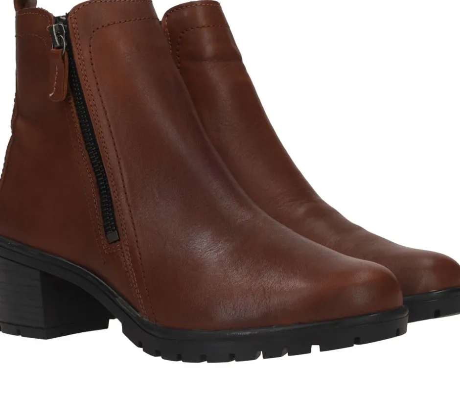 Sens Enkellaarsjes Cognac Dames|DAMES Comfort|Enkellaarsjes