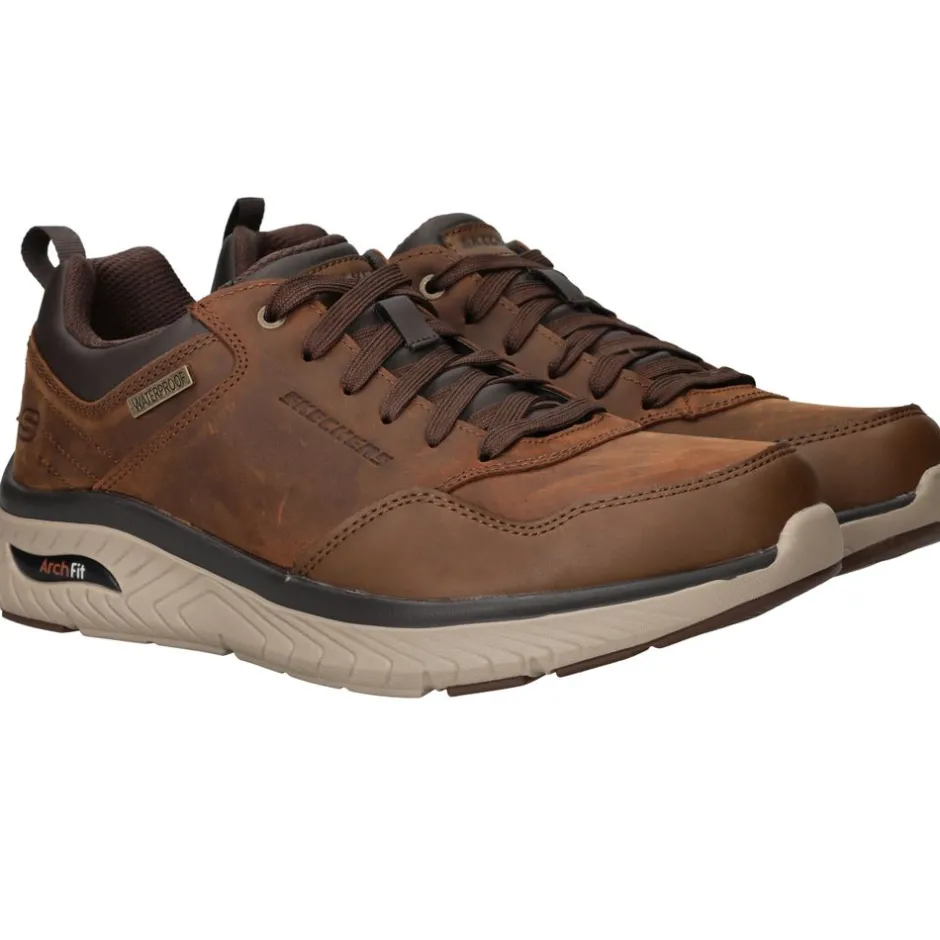 Skechers Arch Fit Crosser Waterproof Sneakers Bruin Heren|Heren Sneakers