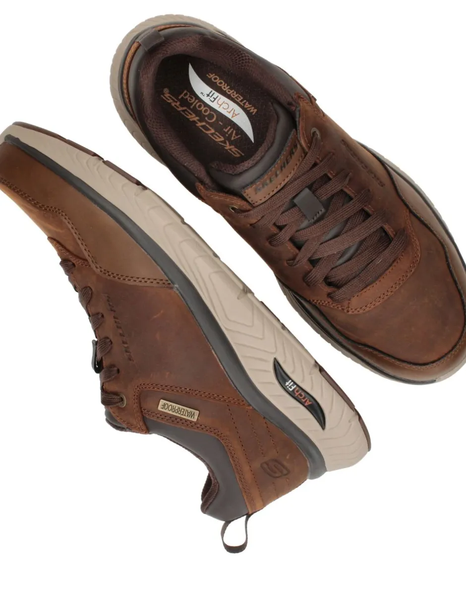 Skechers Arch Fit Crosser Waterproof Sneakers Bruin Heren|Heren Sneakers