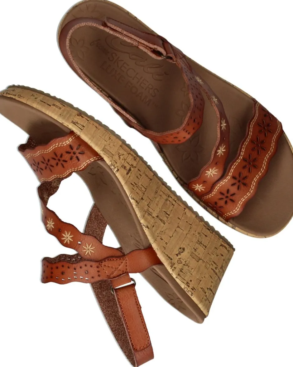 Skechers Cherished Aura Sleehakken Cognac Dames|DAMES Hakken|Sandalen