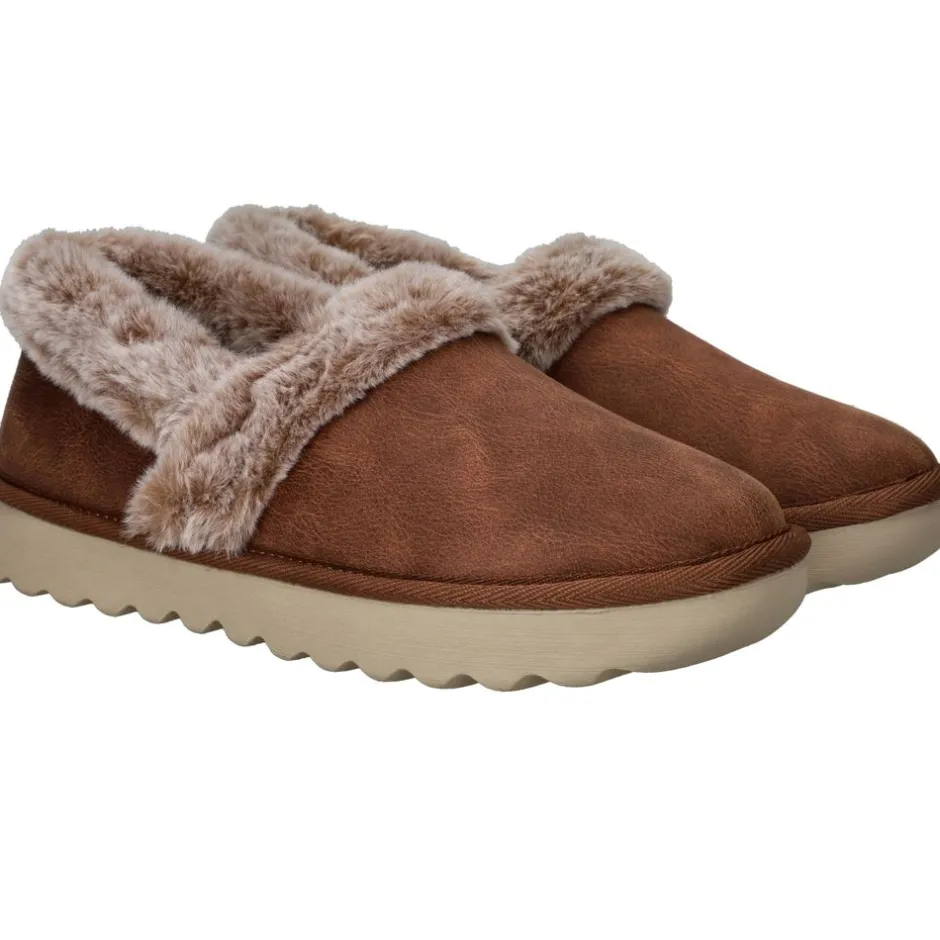 Skechers Cozy Up Pantoffels Bruin Dames|DAMES Pantoffels