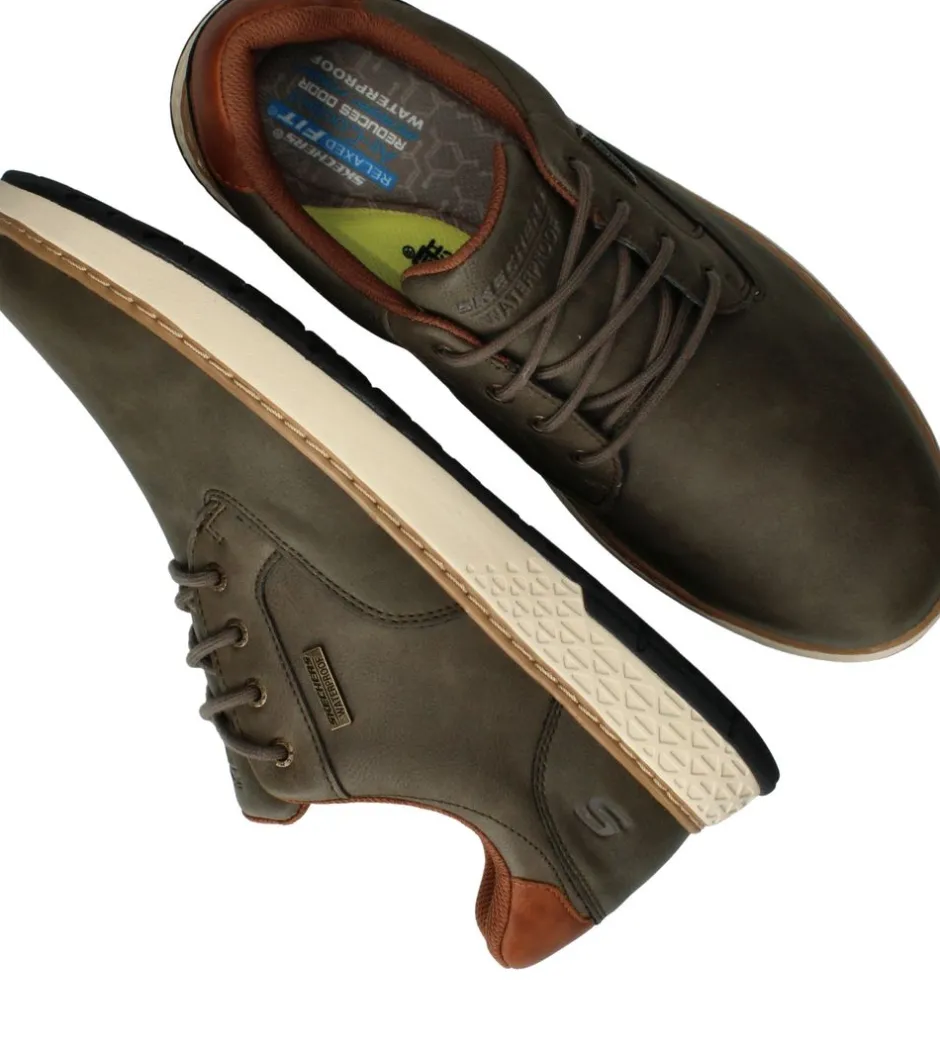 Skechers Garlan Pryor Waterproof Veterschoenen Grijs Heren|Heren Veterschoenen