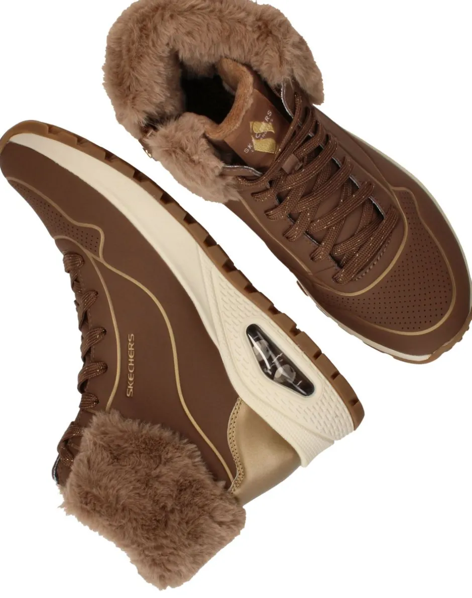 Skechers Uno Rugged Fall Shimmer Veterboots Bruin Dames|DAMES Veterschoenen|Sneakers