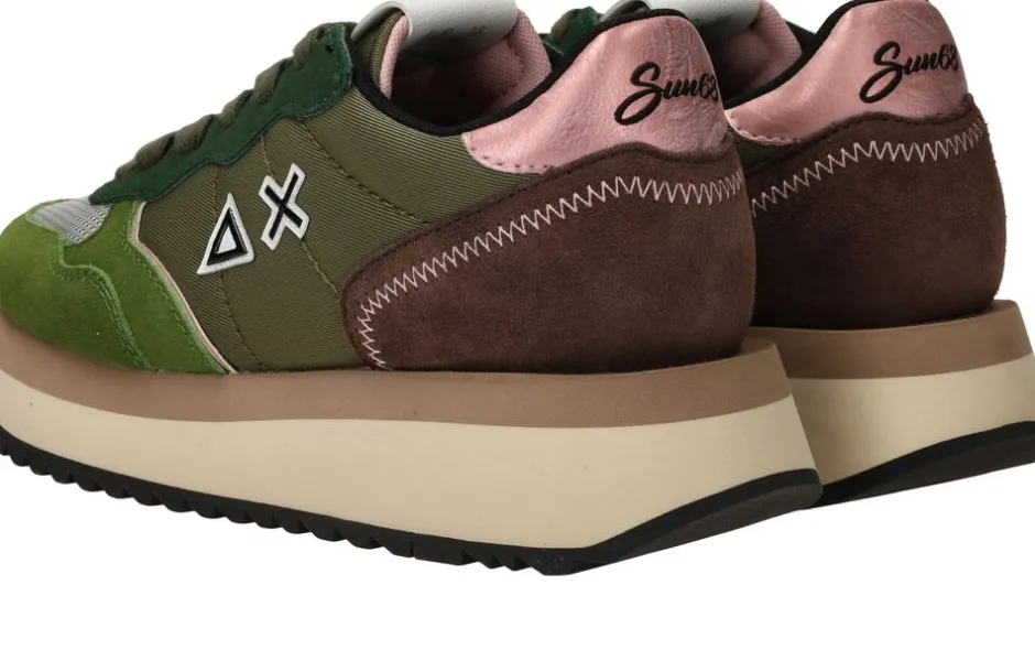 SUN68 Big Ally Solid Sneakers Groen Dames|DAMES Sneakers