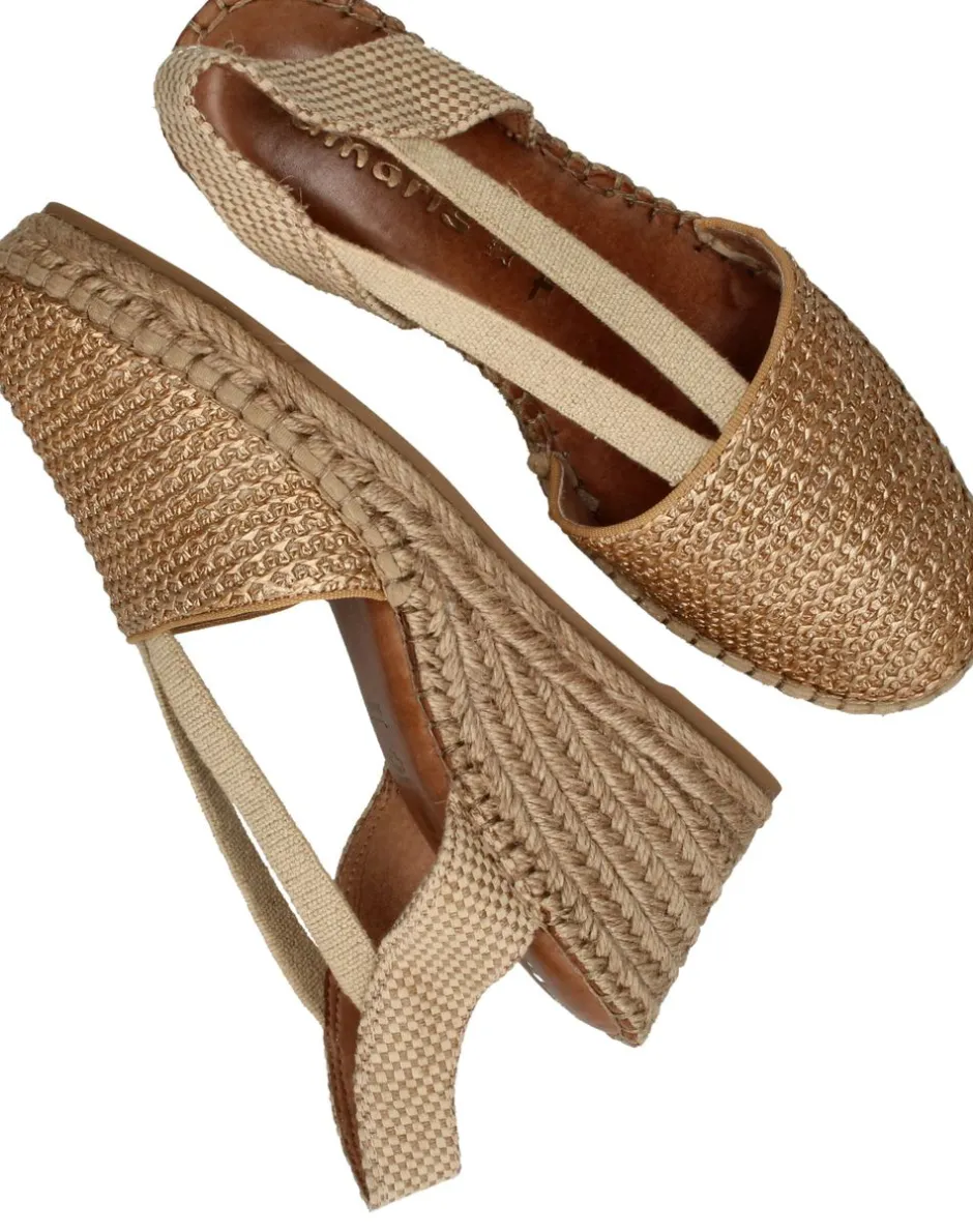 Tamaris Espadrilles Beige Dames|DAMES Sandalen|Hakken
