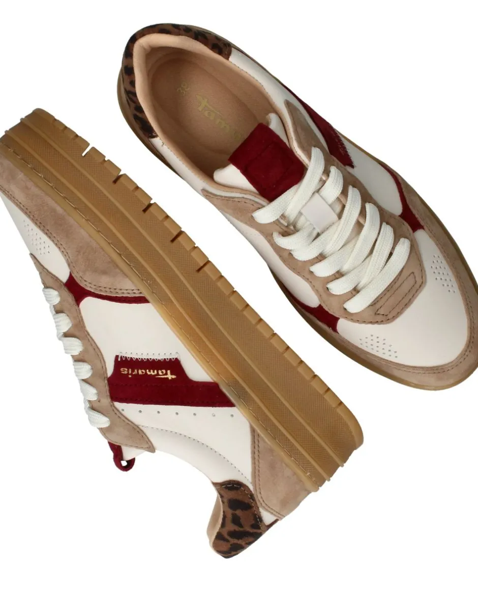 Tamaris Veterschoenen Beige Dames|DAMES Veterschoenen|Sneakers
