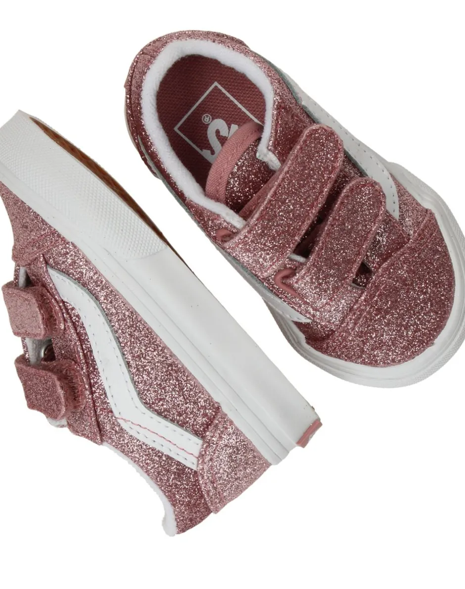 Vans Old Skool V Glitter Rose Gold Sneakers Meisjes| Sneakers
