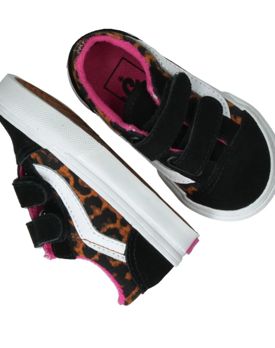 Vans Old Skool V Leopard Pop Sneakers Zwart Meisjes| Baby|Sneakers