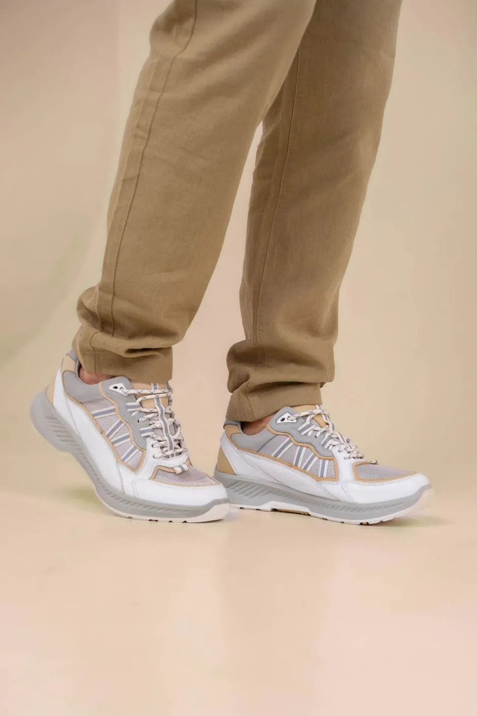 Xsensible Colorado Stretchwalker Sneakers Wit Heren|Heren Veterschoenen|Comfort