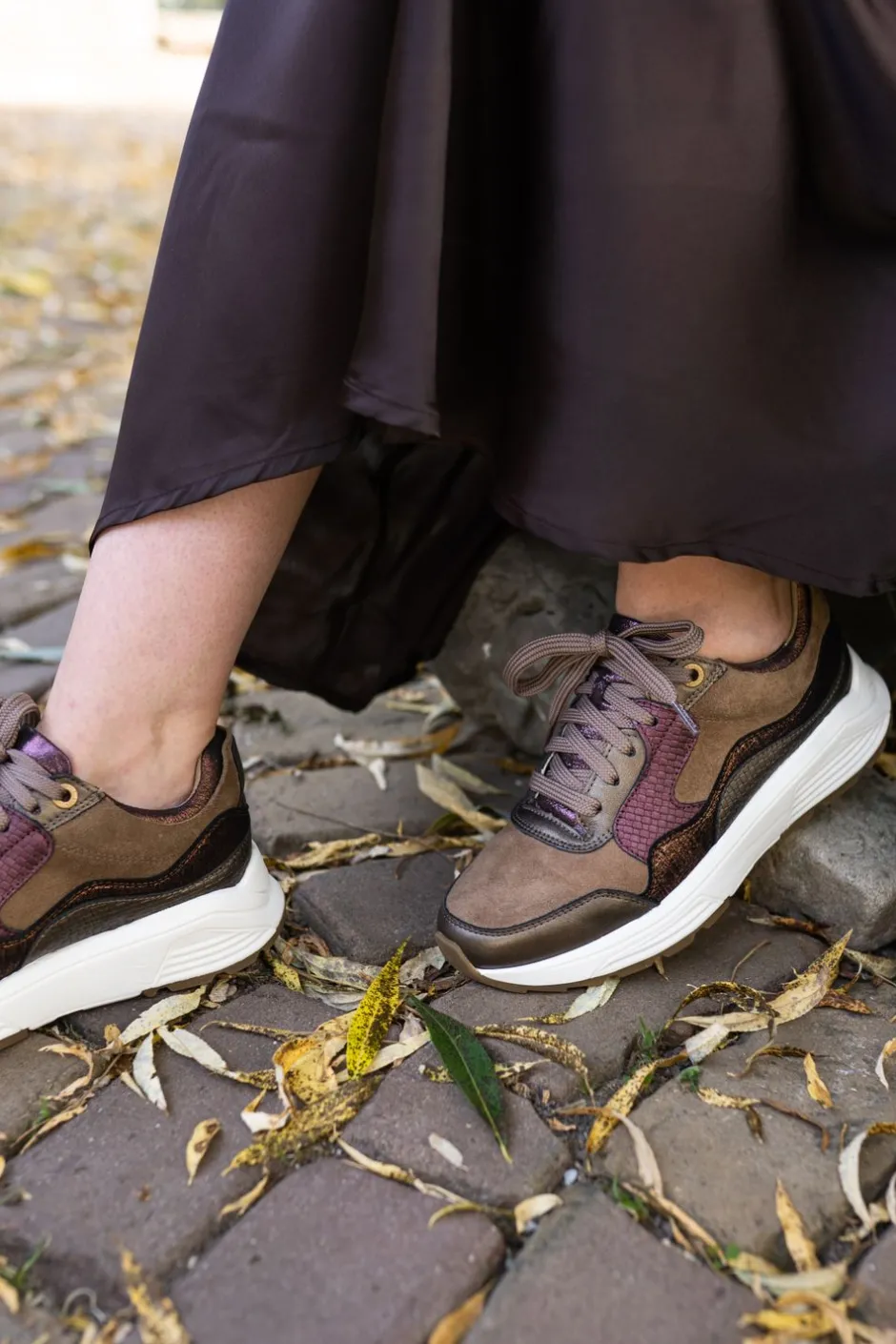 Xsensible Golden Gate Stretchwalker Sneakers Bruin Dames|DAMES Comfort|Sneakers