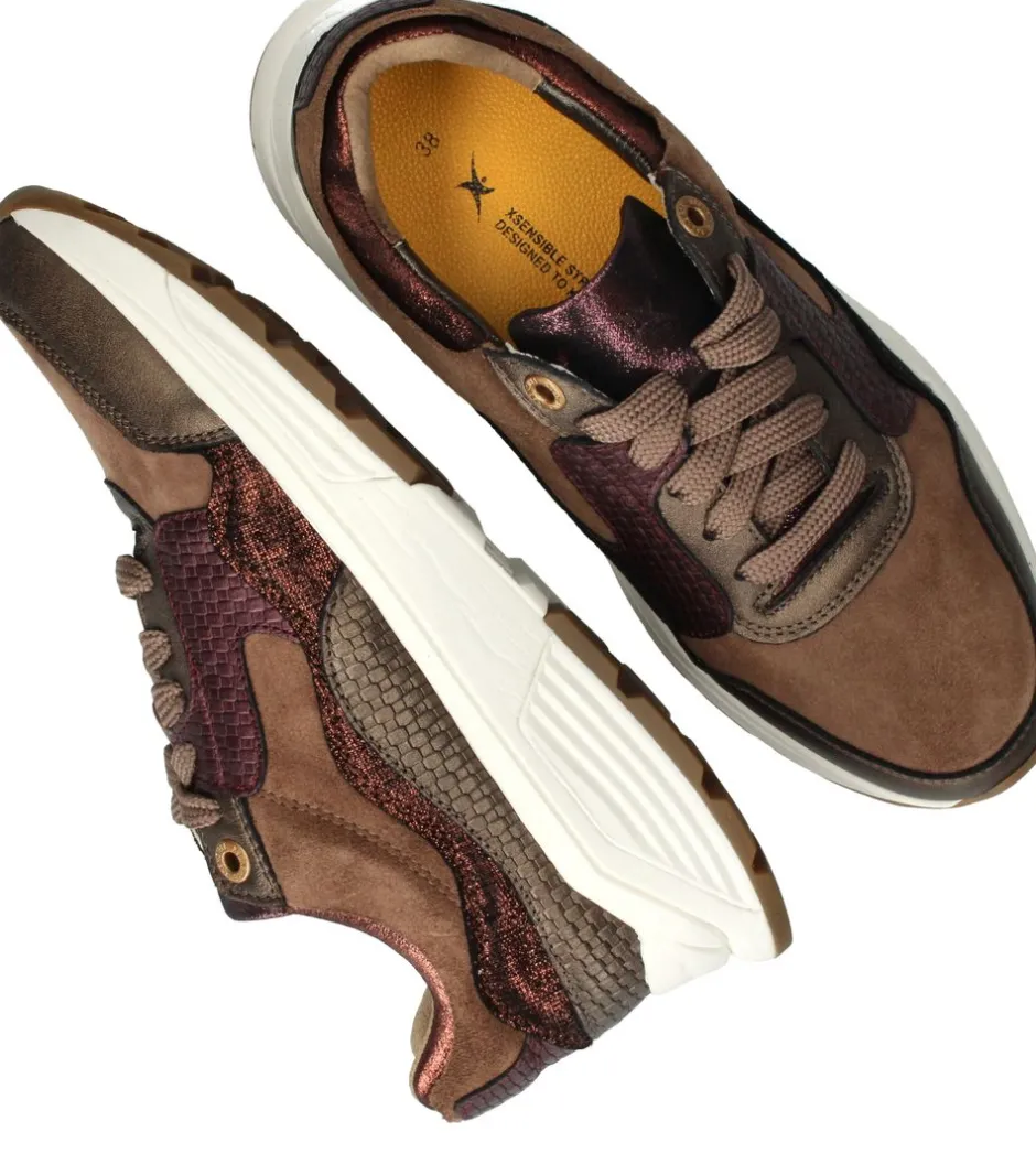 Xsensible Golden Gate Stretchwalker Sneakers Bruin Dames|DAMES Comfort|Sneakers