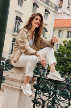 Xsensible Milau Stretchwalker Sneakers Goud Dames|DAMES Veterschoenen|Comfort
