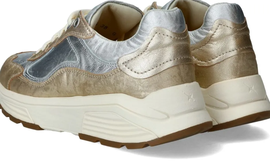 Xsensible Milau Stretchwalker Sneakers Goud Dames|DAMES Veterschoenen|Comfort