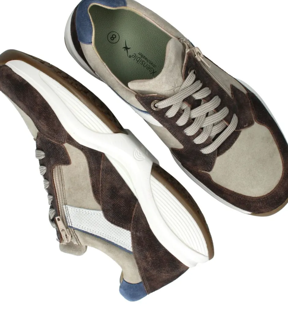 Xsensible SWX14 Stretchwalker Sneakers Bruin Heren|Heren Veterschoenen|Comfort